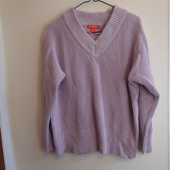 Joe Fresh Lilac Purple V Neck Knit Sweater - Picture 3 of 9